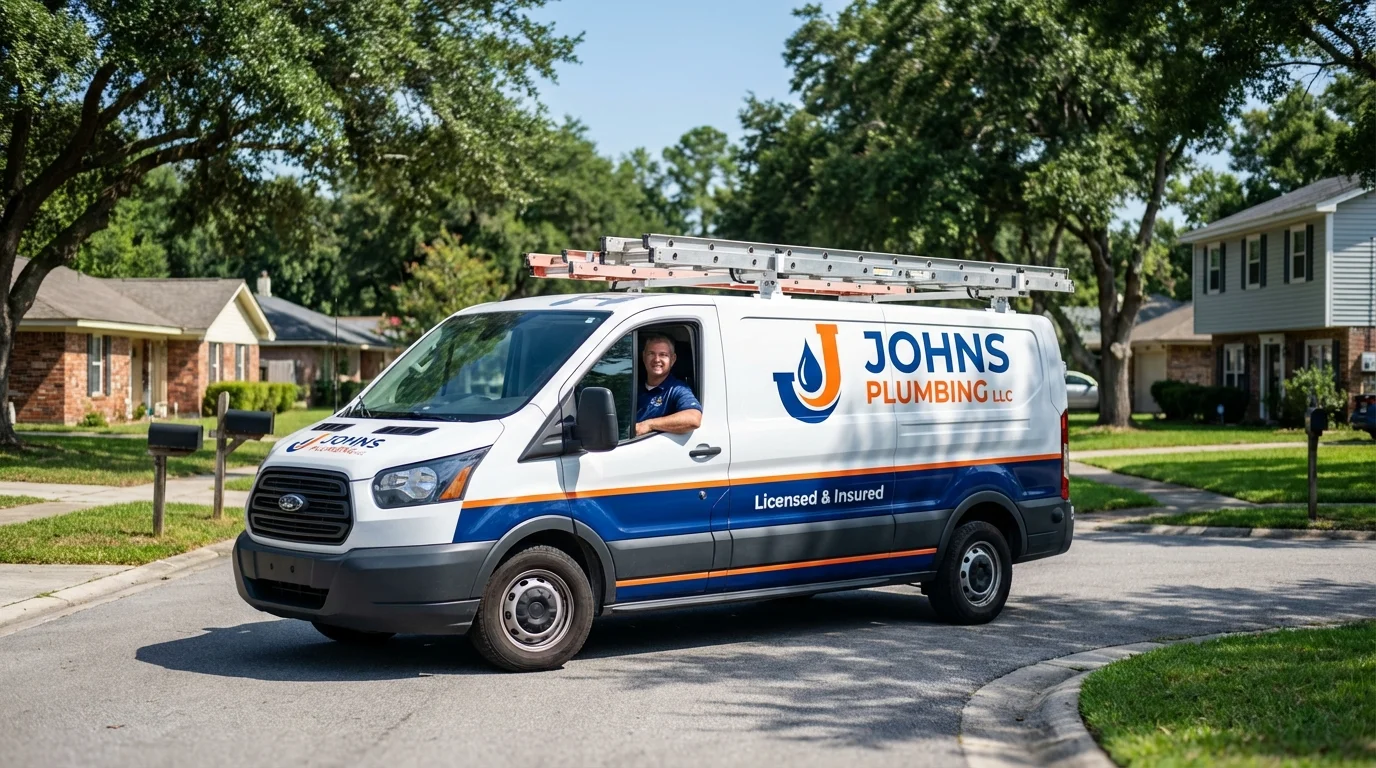 Johns Plumbing LLC service van in Jacksonville Beach, FL