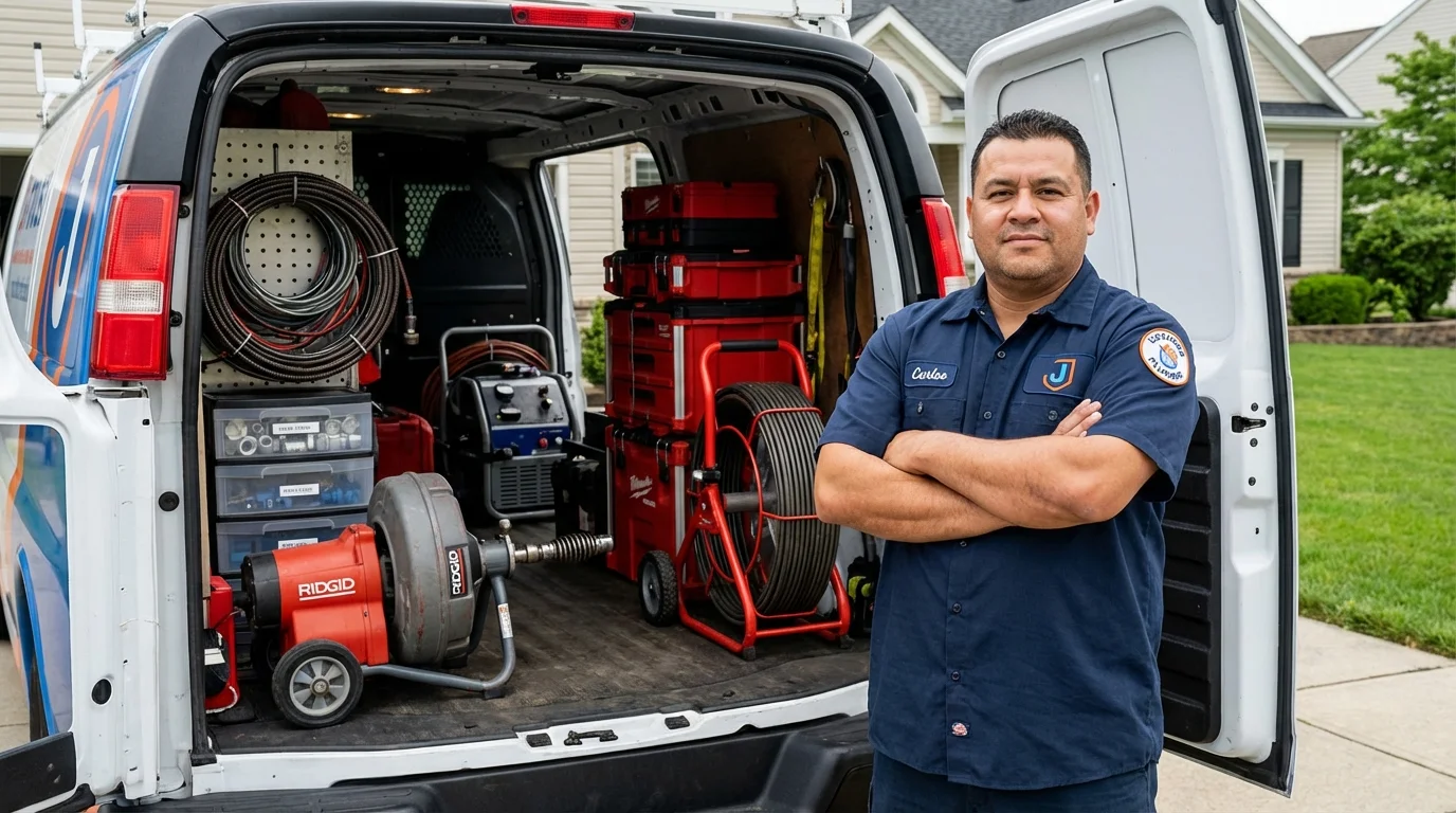 Professional drain cleaning equipment and Johns Plumbing LLC plumber in Jacksonville Beach