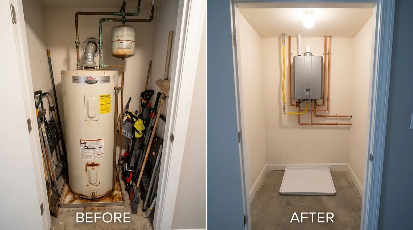 Tank water heater versus wall-mounted tankless unit comparison for Jacksonville Beach, FL homeowners